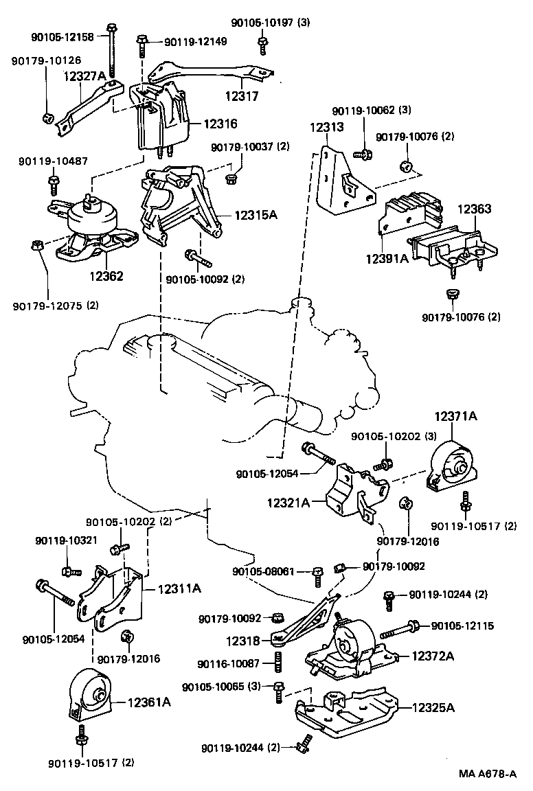 12318-62011 STAY, ENGINE MOUNTING, LH product image