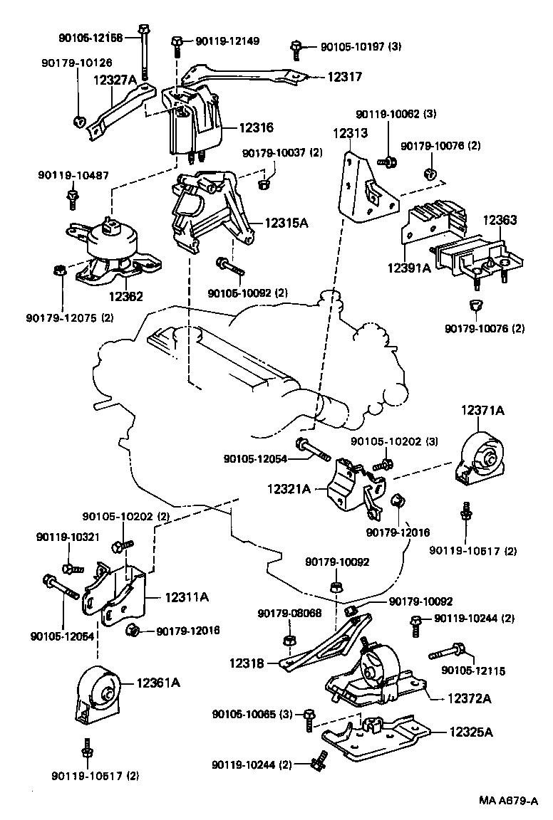 12318-62011 STAY, ENGINE MOUNTING, LH product image