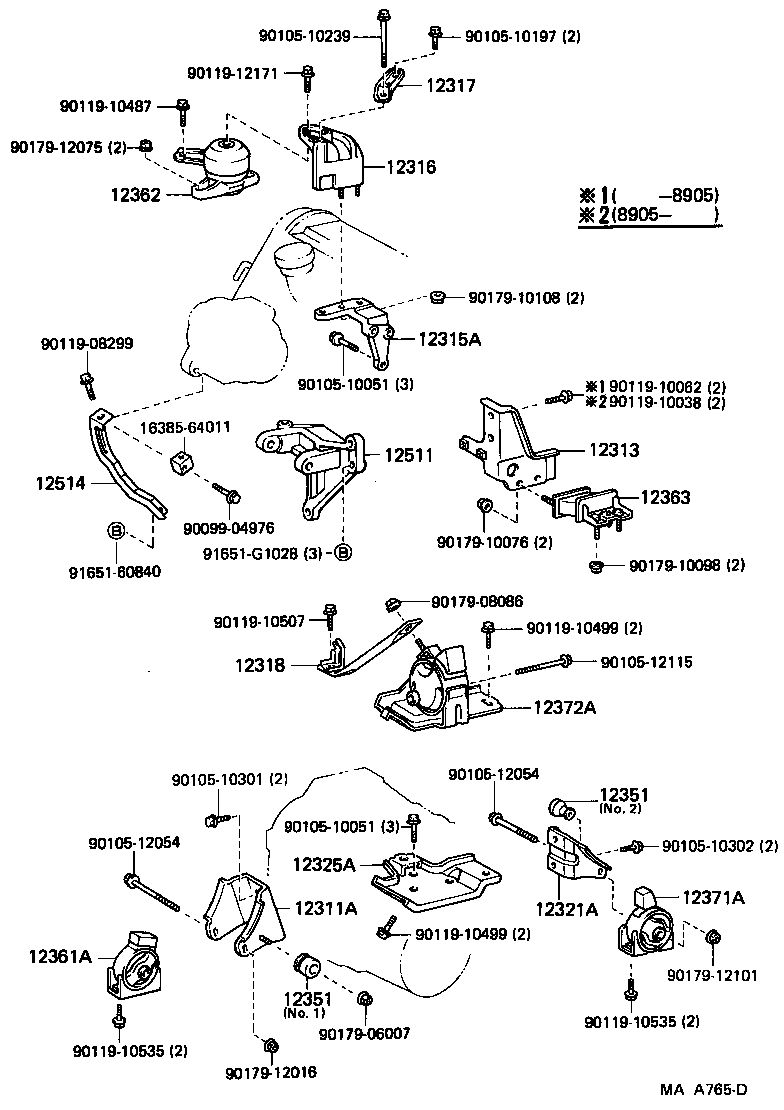 12372-74151 INSULATOR, ENGINE MOUNTING, LH(FOR TRANSVERSE ENGINE) product image