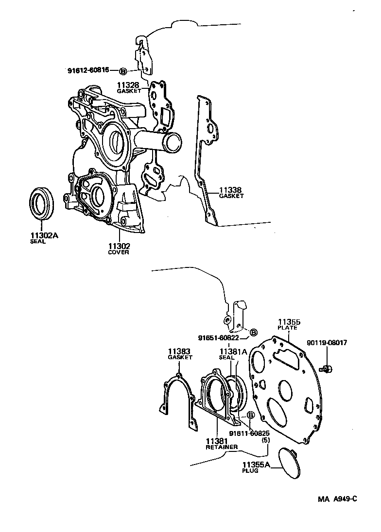11304-65011 COVER, SUB-ASSY, TIMING BELT, NO.3 product image