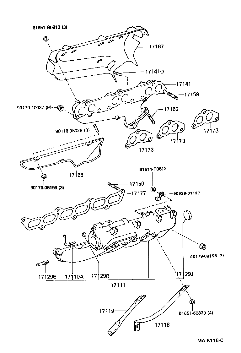 17141-74101 MANIFOLD, EXHAUST product image