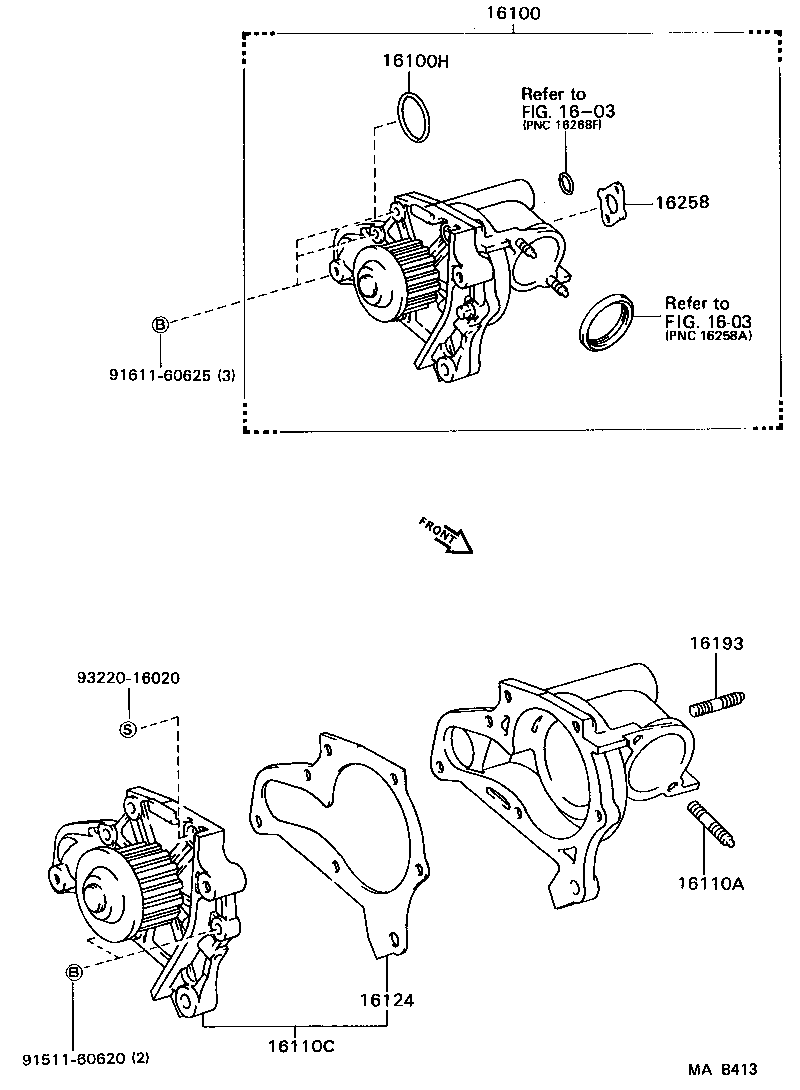 16110-79095 PUMP ASSY, WATER, W/O COVER product image