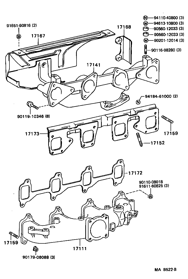 17141-35110 MANIFOLD, EXHAUST product image