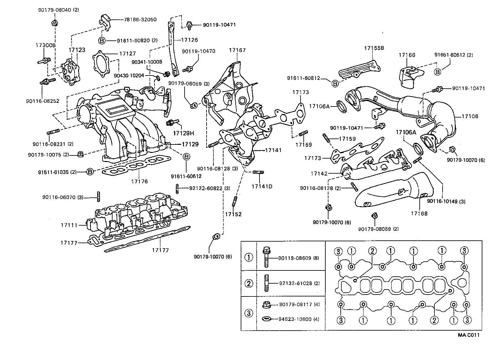 90116-10133 BOLT, STUD(FOR MANIFOLD TO CYLINDER HEAD) product image