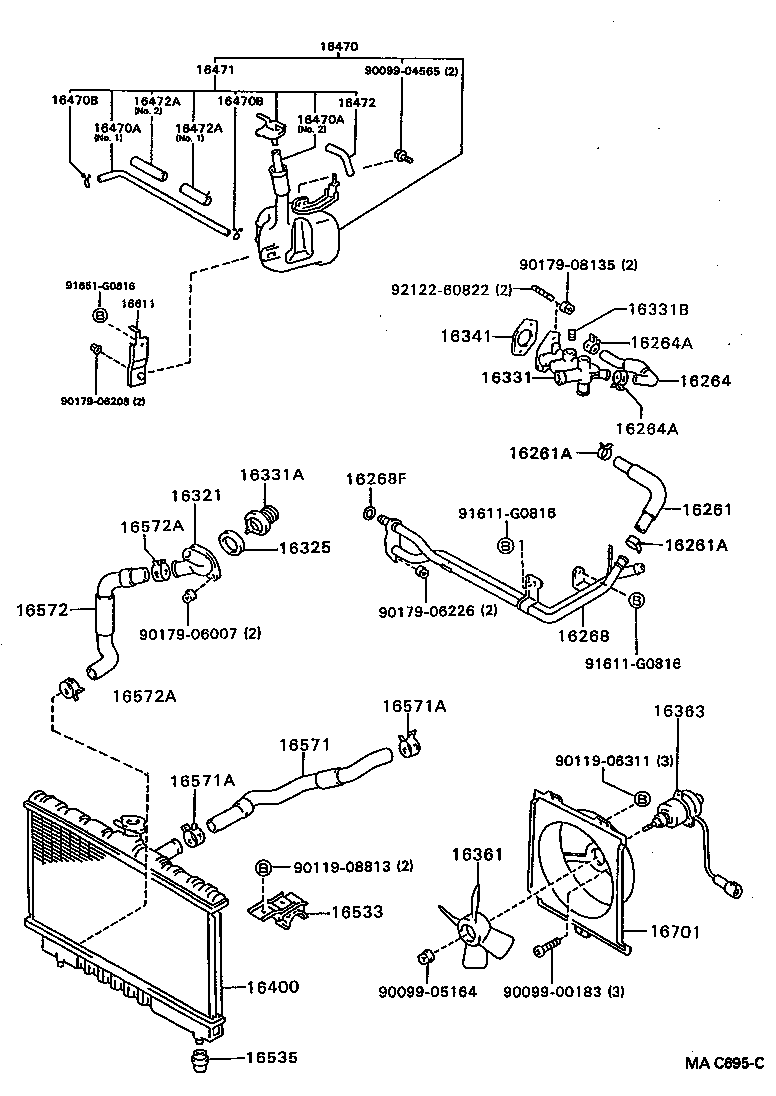 16268-74100 PIPE, WATER BY-PASS, NO.1 product image