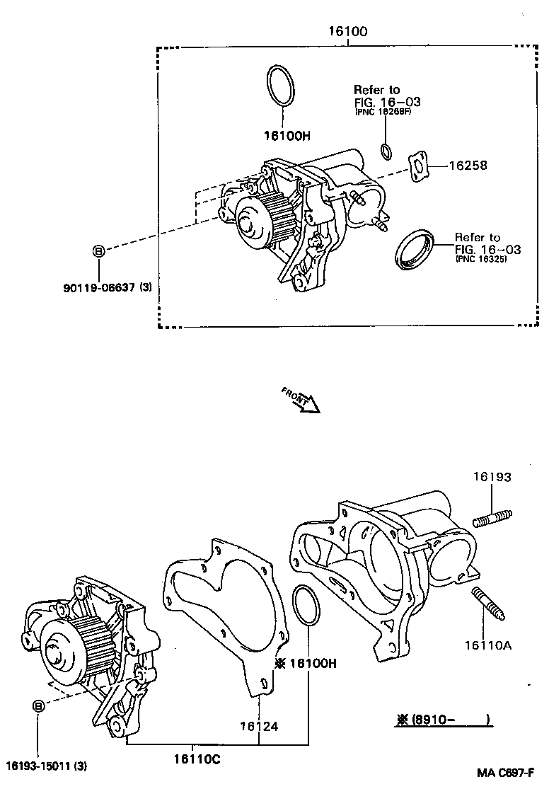 16100-79185 PUMP ASSY, ENGINE WATER product image