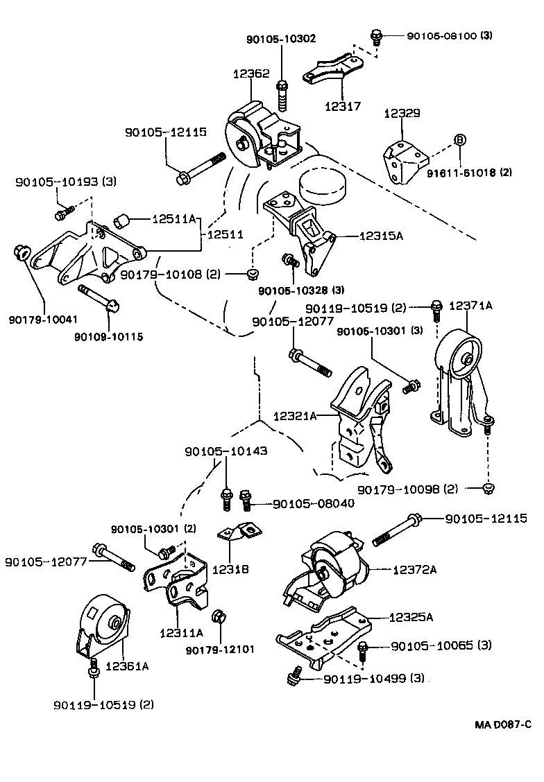 12372-15150 INSULATOR, ENGINE MOUNTING, LH(FOR TRANSVERSE ENGINE) product image
