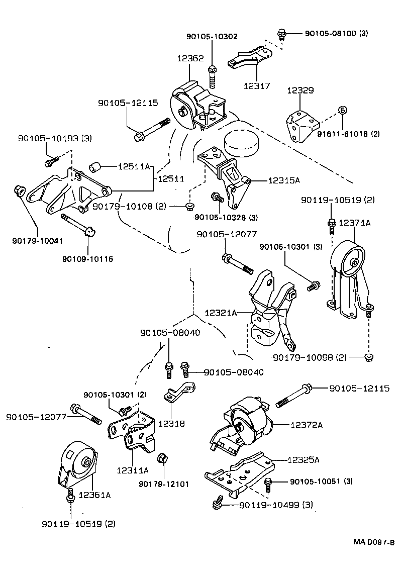 12372-15150 INSULATOR, ENGINE MOUNTING, LH(FOR TRANSVERSE ENGINE) product image