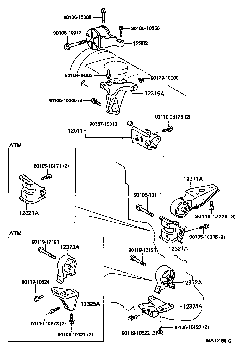 12372-11260 INSULATOR, ENGINE MOUNTING, LH(FOR TRANSVERSE ENGINE) product image