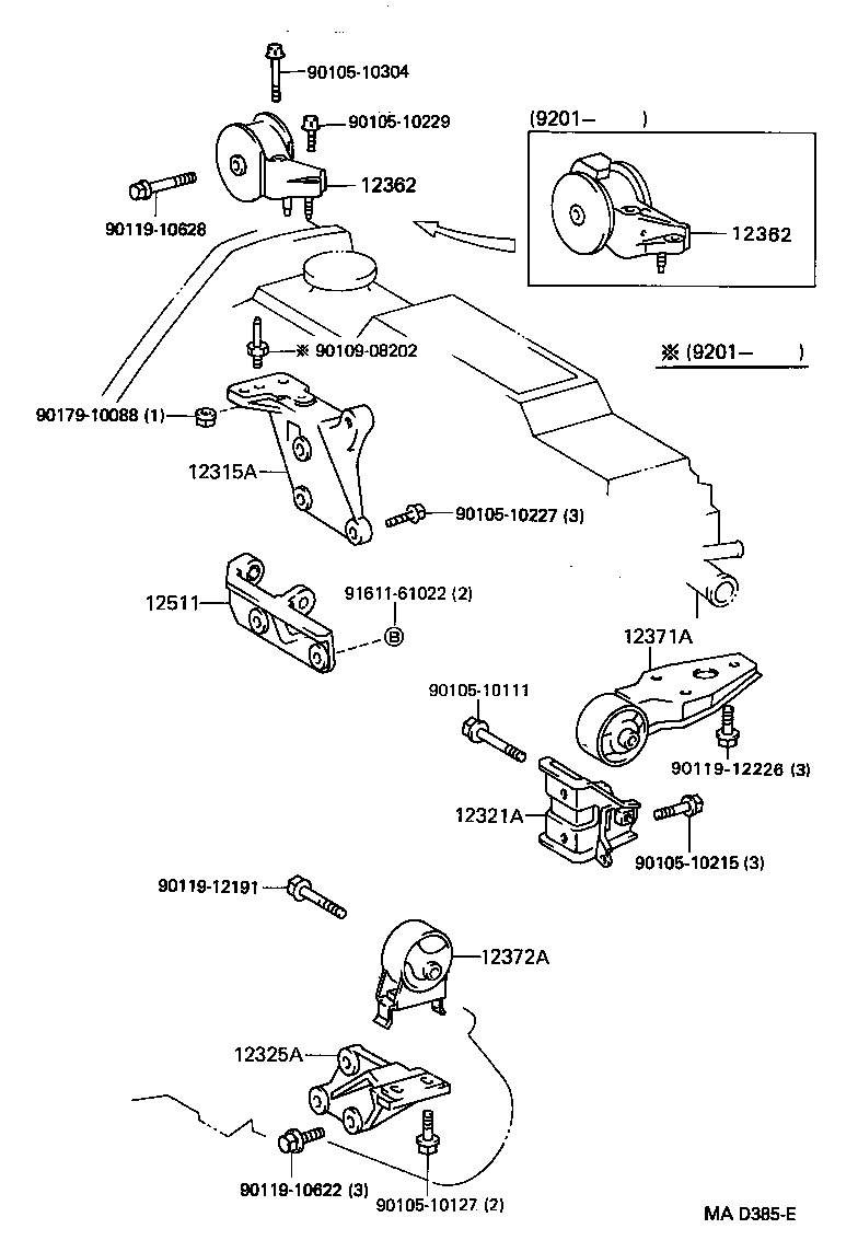 12372-11260 INSULATOR, ENGINE MOUNTING, LH(FOR TRANSVERSE ENGINE) product image