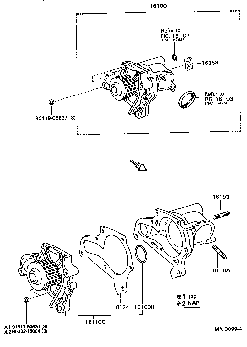 16100-09030 PUMP ASSY, ENGINE WATER product image