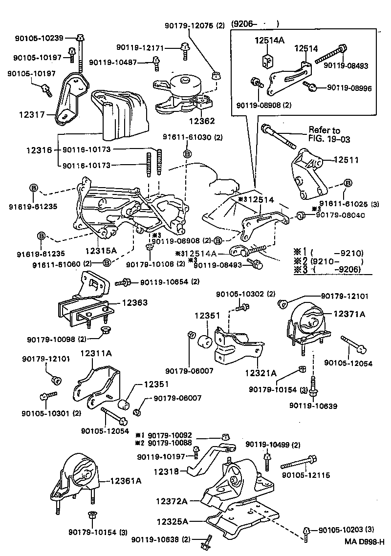 12372-62060 INSULATOR, ENGINE MOUNTING, LH(FOR TRANSVERSE ENGINE) product image