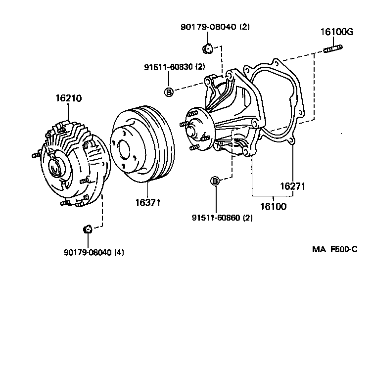 16100-69255 PUMP ASSY, ENGINE WATER product image