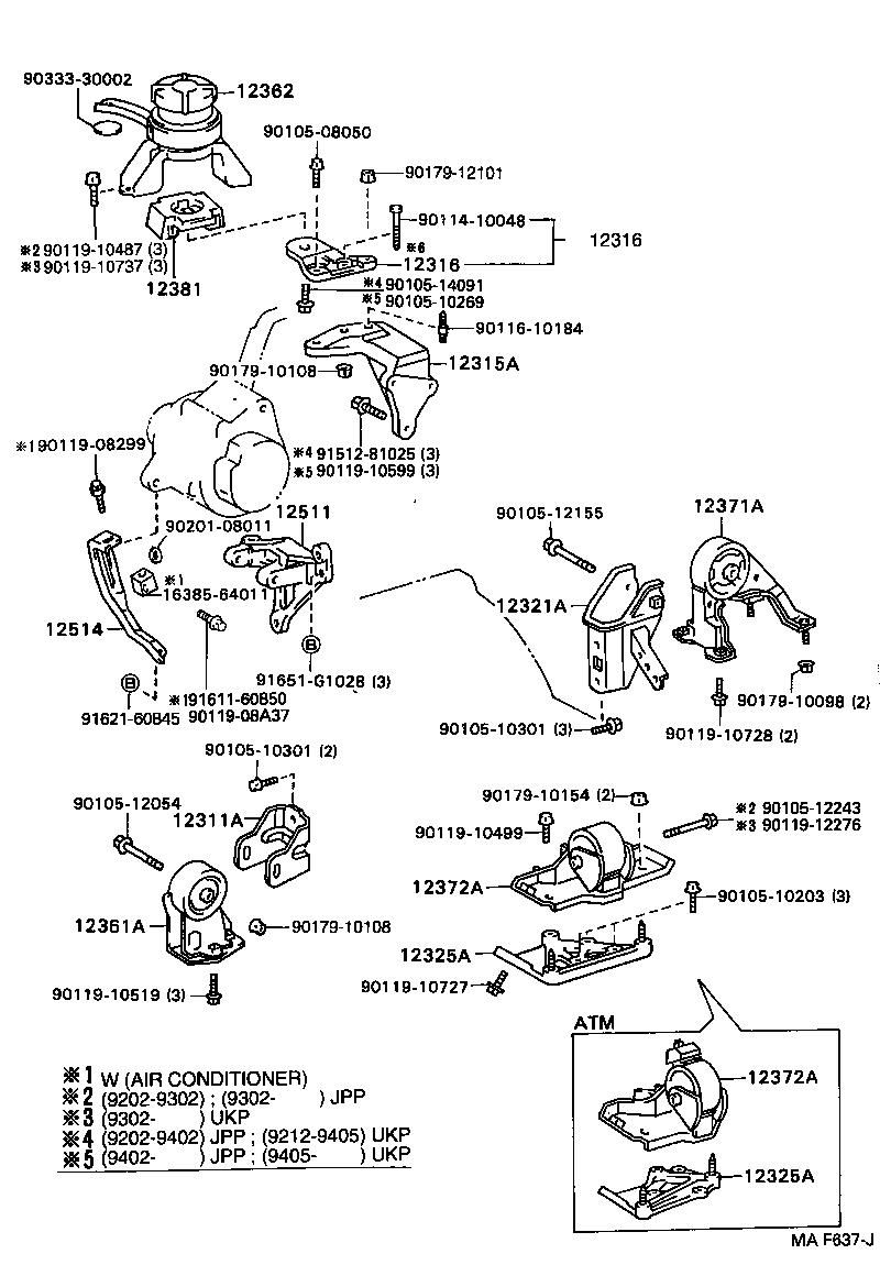 12372-15191 INSULATOR, ENGINE MOUNTING, LH(FOR TRANSVERSE ENGINE) product image
