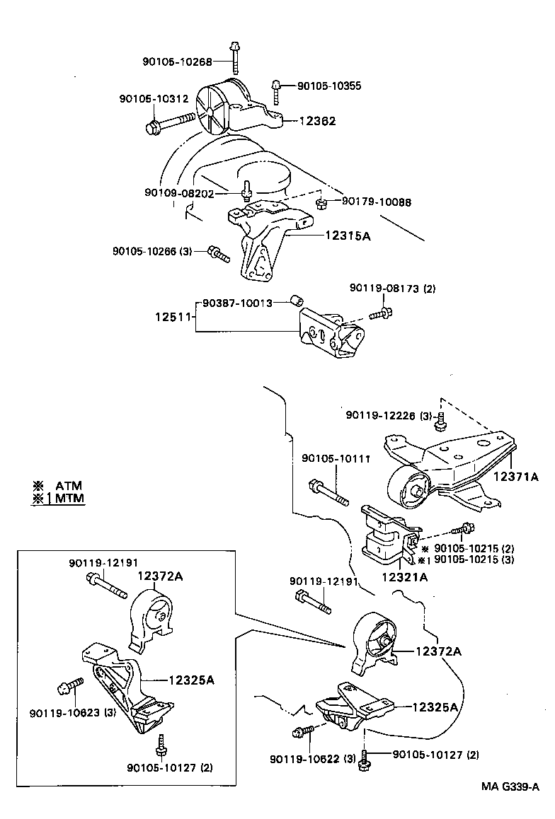 12372-55070 INSULATOR, ENGINE MOUNTING, LH(FOR TRANSVERSE ENGINE) product image