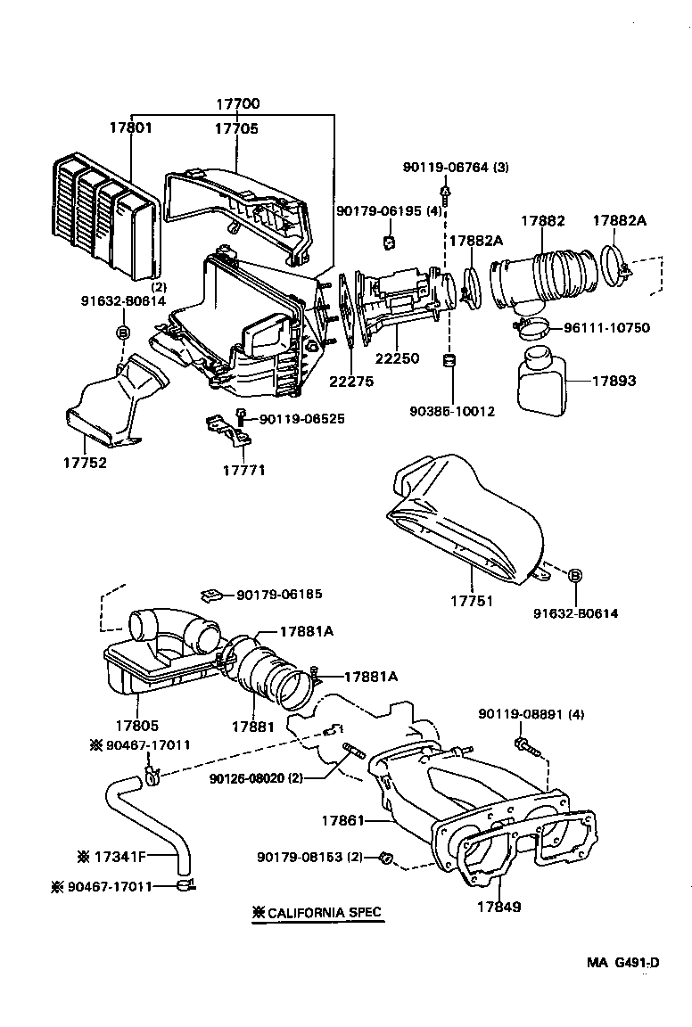 17345-46050 HOSE, AIR, NO.5 product image