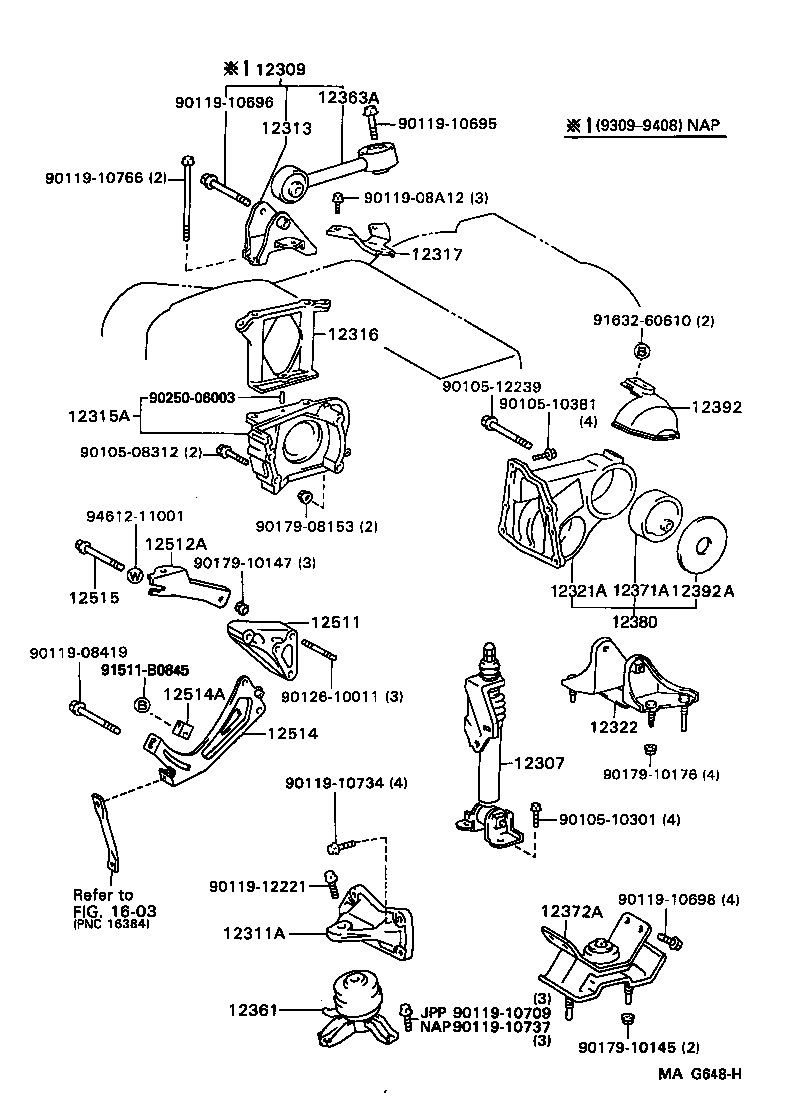 12361-62080 INSULATOR, ENGINE MOUNTING, FRONT(FOR TRANSVERSE ENGINE) product image