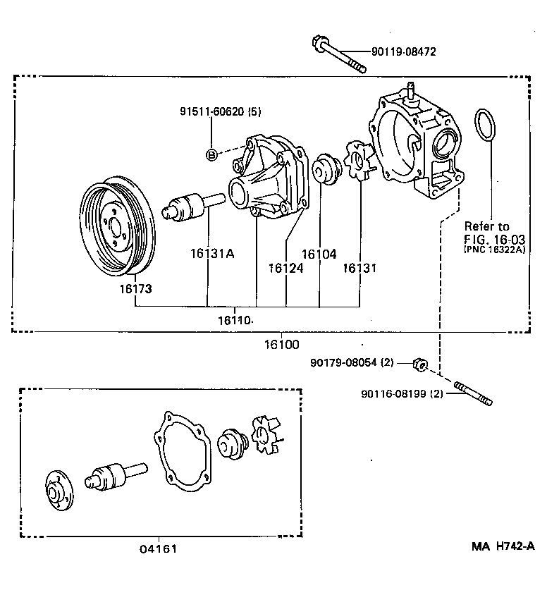 16100-09051 PUMP ASSY, ENGINE WATER product image
