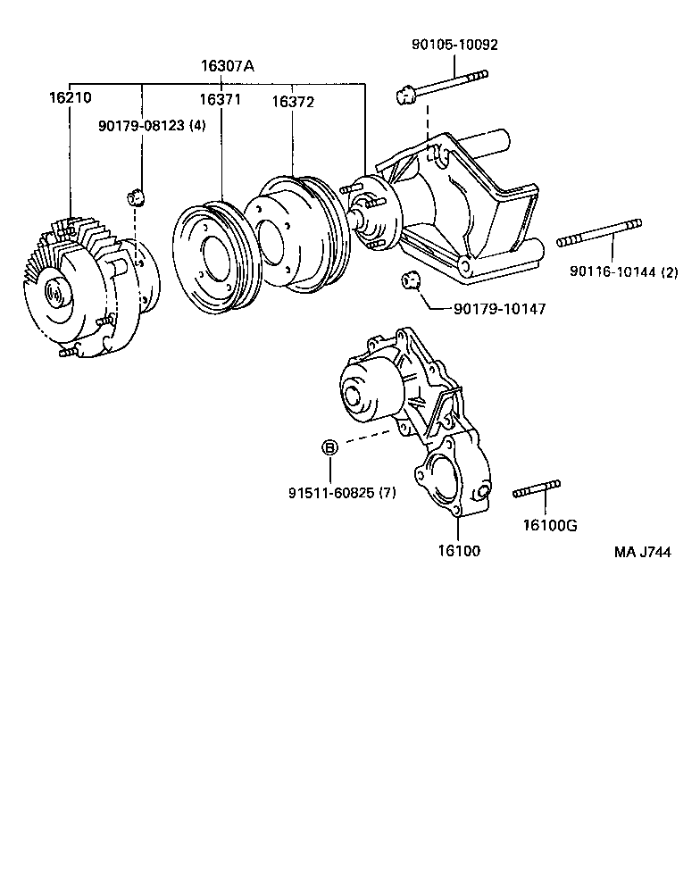 16100-69406 PUMP ASSY, ENGINE WATER product image