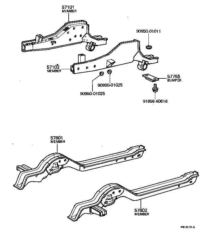 57102-91404 MEMBER SUB-ASSY, FRONT SIDE, LH product image