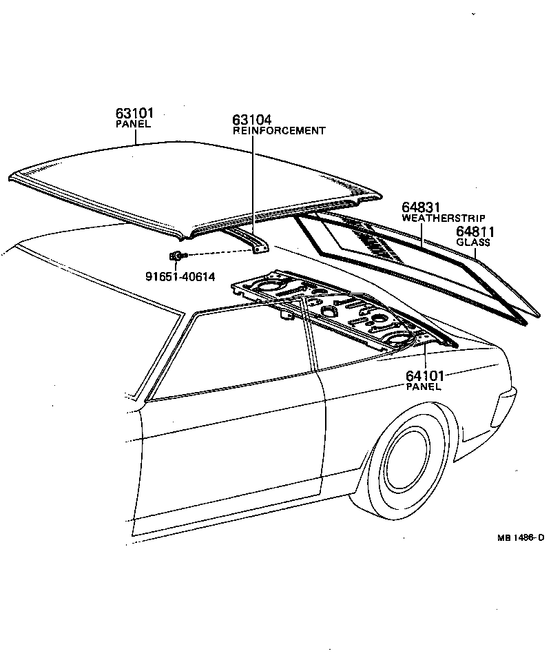 63103-14010 REINFORCEMENT SUB-ASSY, ROOF PANEL, CENTER product image