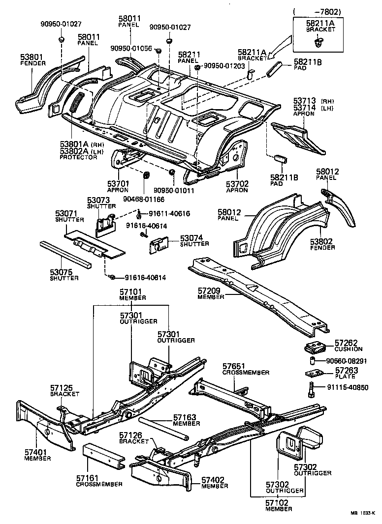 57102-95700 MEMBER SUB-ASSY, FRONT SIDE, LH product image