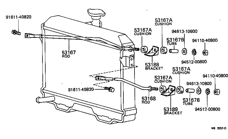53167-25010 ROD, RADIATOR BRACE, RH product image