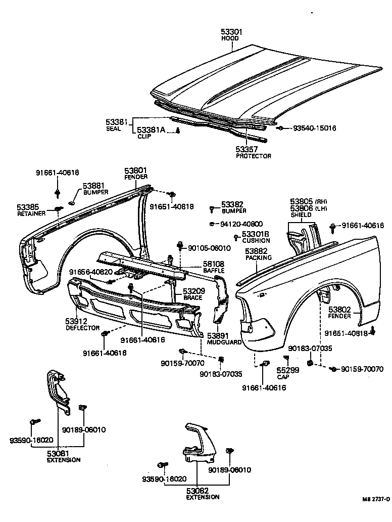 53381-14901 SEAL, HOOD TO RADIATOR SUPPORT product image
