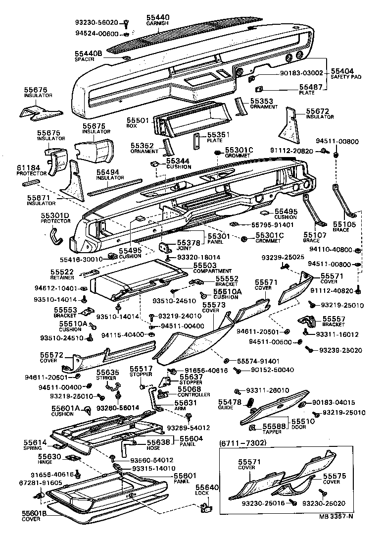 55320-91418 SAFETY PAD SUB-ASSY, INSTRUMENT PANEL, UPPER product image