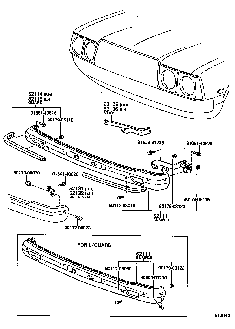 52103-29086 GUARD, BUMPER, FRONT RH product image