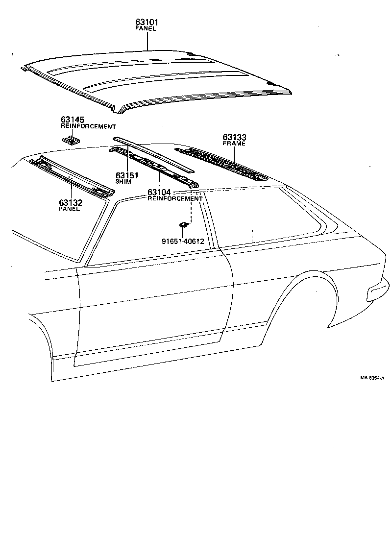 63103-12040 REINFORCEMENT SUB-ASSY, ROOF PANEL, CENTER product image