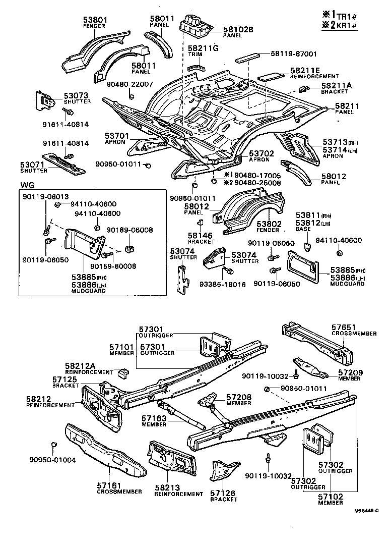 57102-87006 MEMBER SUB-ASSY, FRONT SIDE, LH product image
