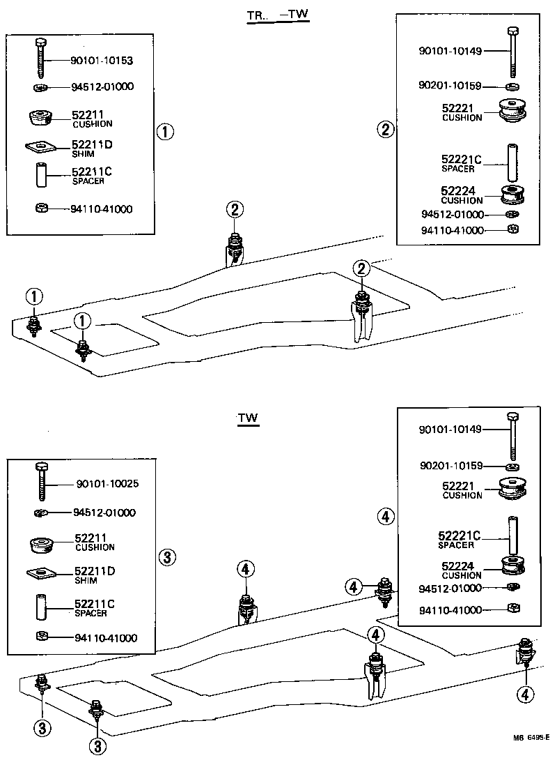 90540-10047 CUSHION, BODY MOUNTING, NO.1 UPPER product image