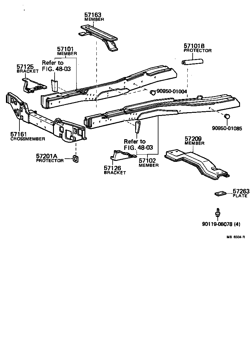 57022-95A00 MEMBER SUB-ASSY, FRONT SIDE, LH product image