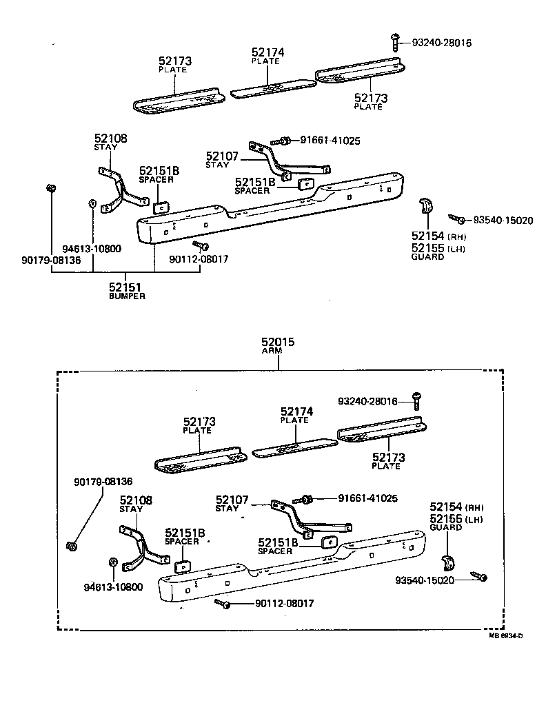 52016-89102 STAY SUB-ASSY, REAR BUMPER, LH product image