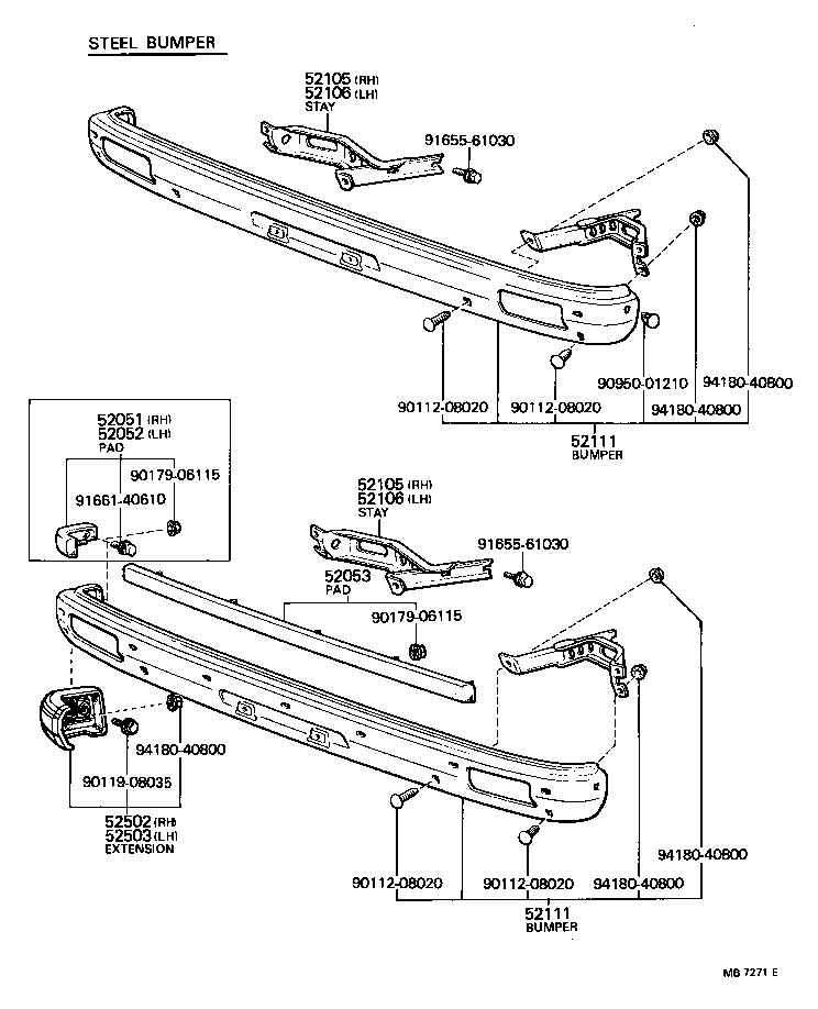 52102-19195 EXTENSION, FRONT BUMPER, RH product image