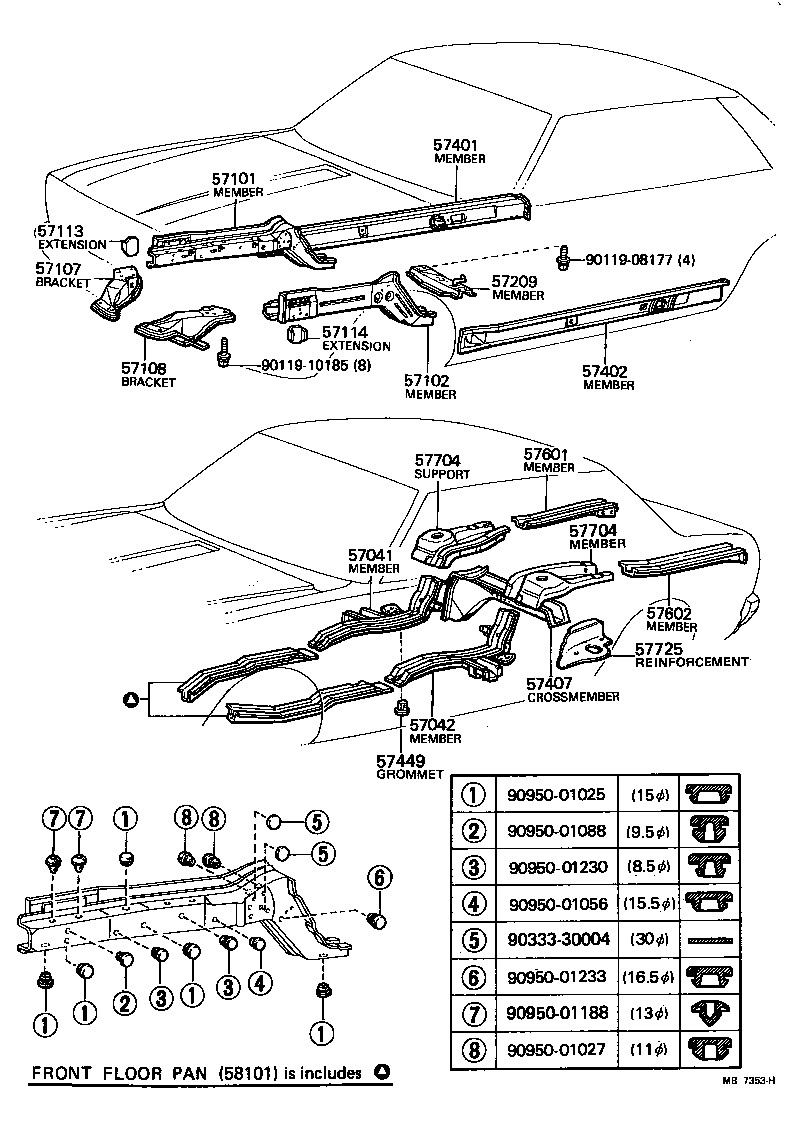 57102-14101 MEMBER SUB-ASSY, FRONT SIDE, LH product image