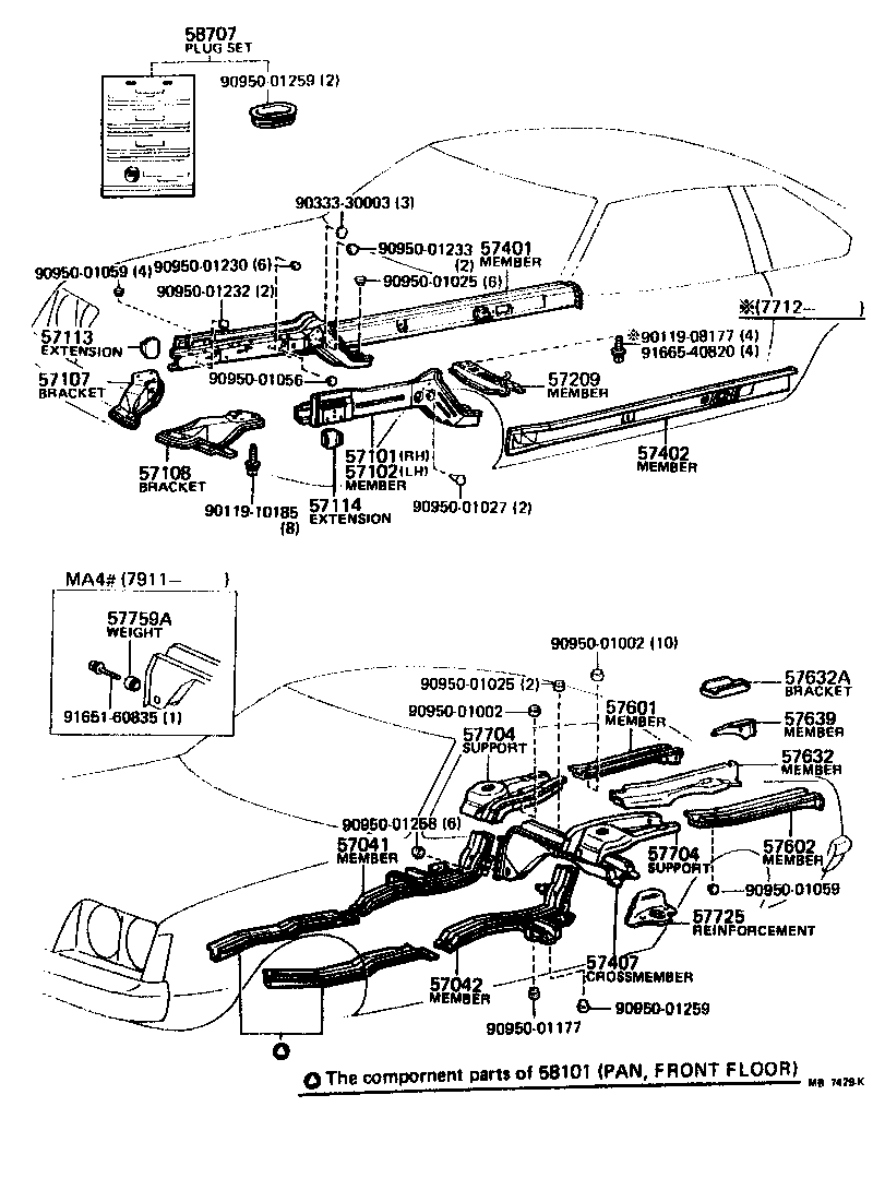 57102-14050 MEMBER SUB-ASSY, FRONT SIDE, LH product image