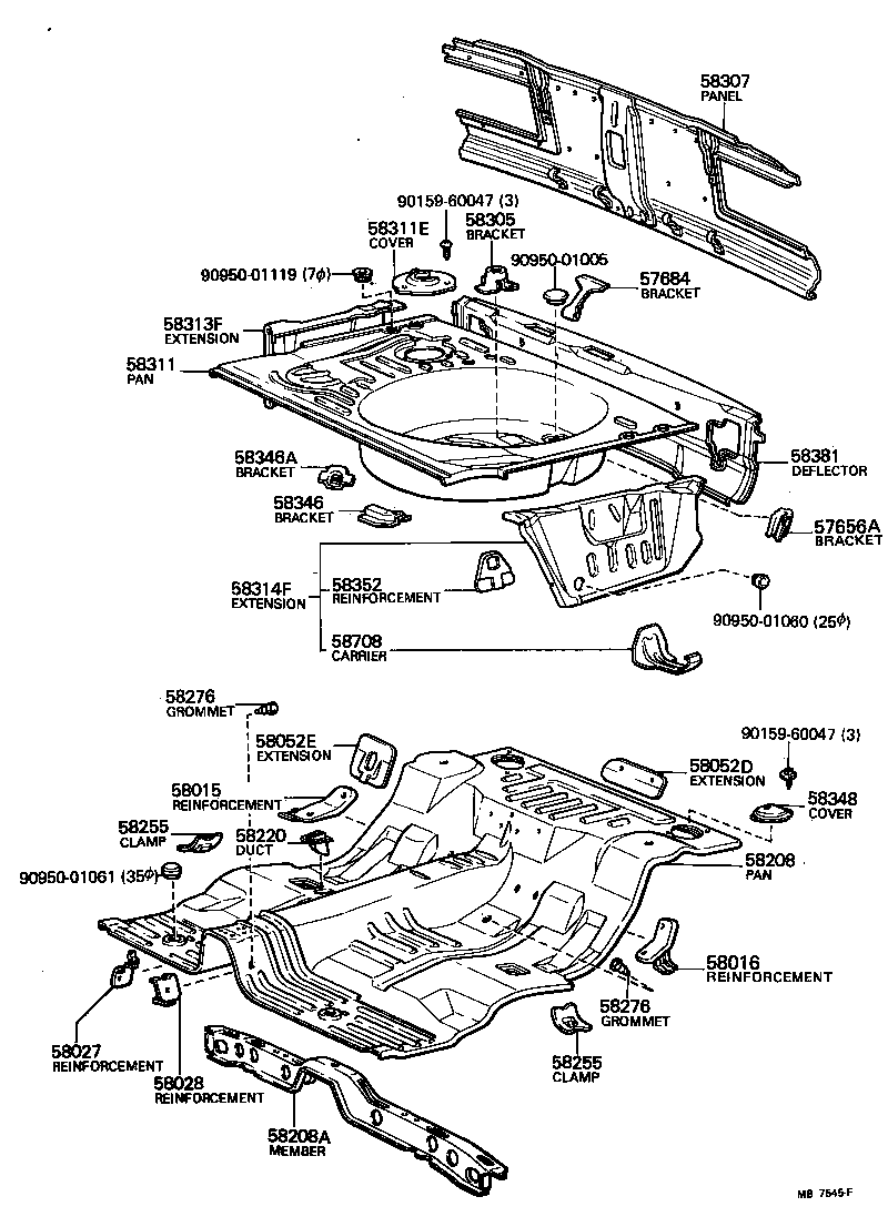 58346-14010 BRACKET, REAR FLOOR HEAT INSULATOR, NO.2 product image