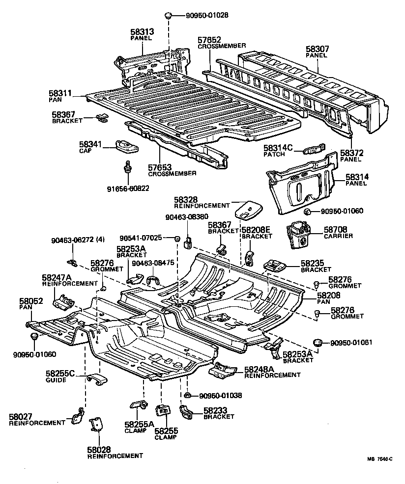 58346-14010 BRACKET, REAR FLOOR HEAT INSULATOR, NO.2 product image