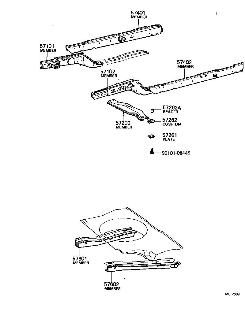 57102-14011 MEMBER SUB-ASSY, FRONT SIDE, LH product image