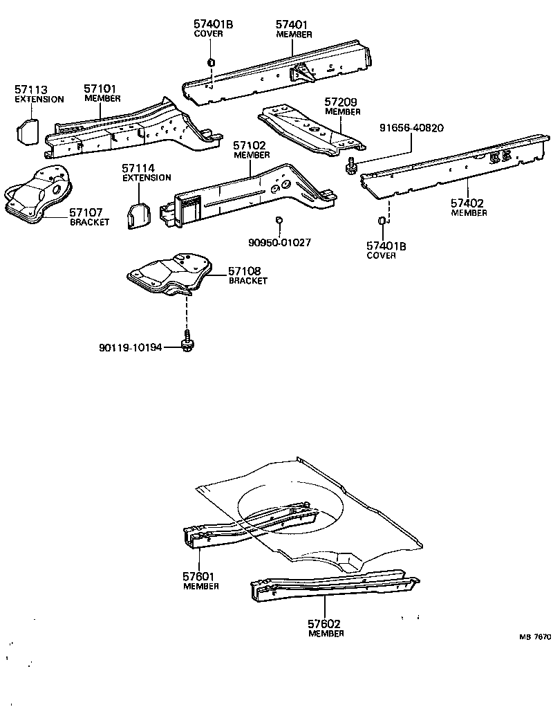 57102-14011 MEMBER SUB-ASSY, FRONT SIDE, LH product image