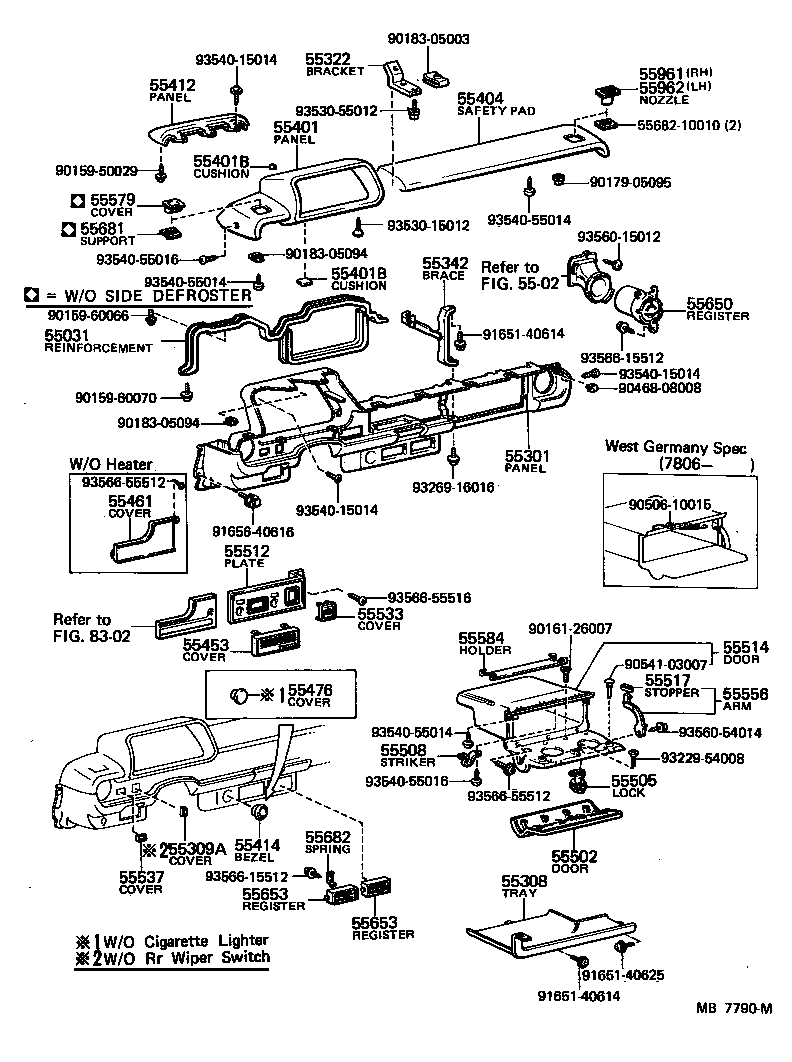 55307-10020 BRACE, INSTRUMENT PANEL, NO.2 product image