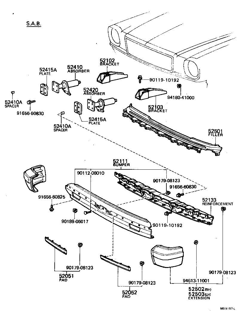 52011-22030 BRACKET SUB-ASSY, FRONT BUMPER, RH product image