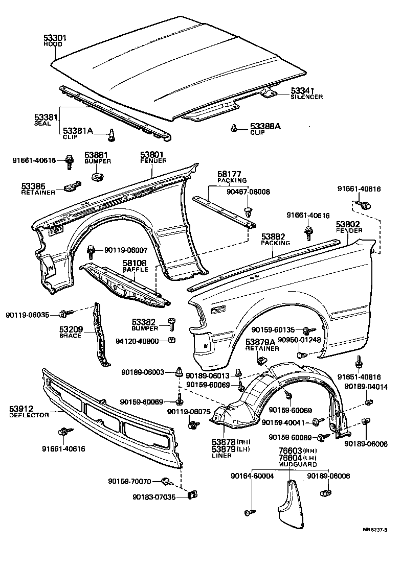 53381-20060 SEAL, HOOD TO RADIATOR SUPPORT product image