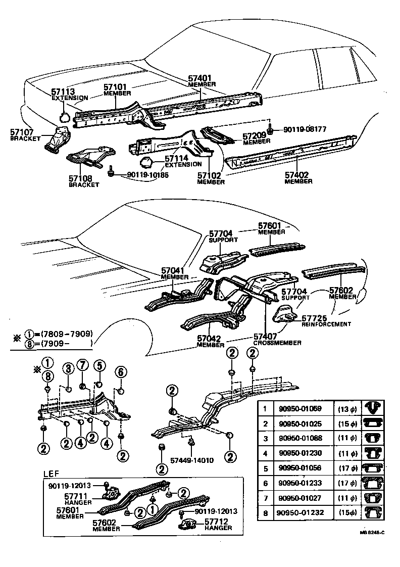 57102-20200 MEMBER SUB-ASSY, FRONT SIDE, LH product image