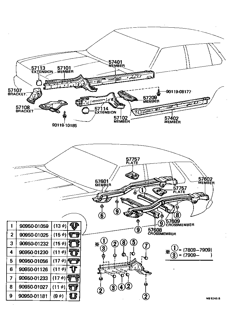 57102-20200 MEMBER SUB-ASSY, FRONT SIDE, LH product image