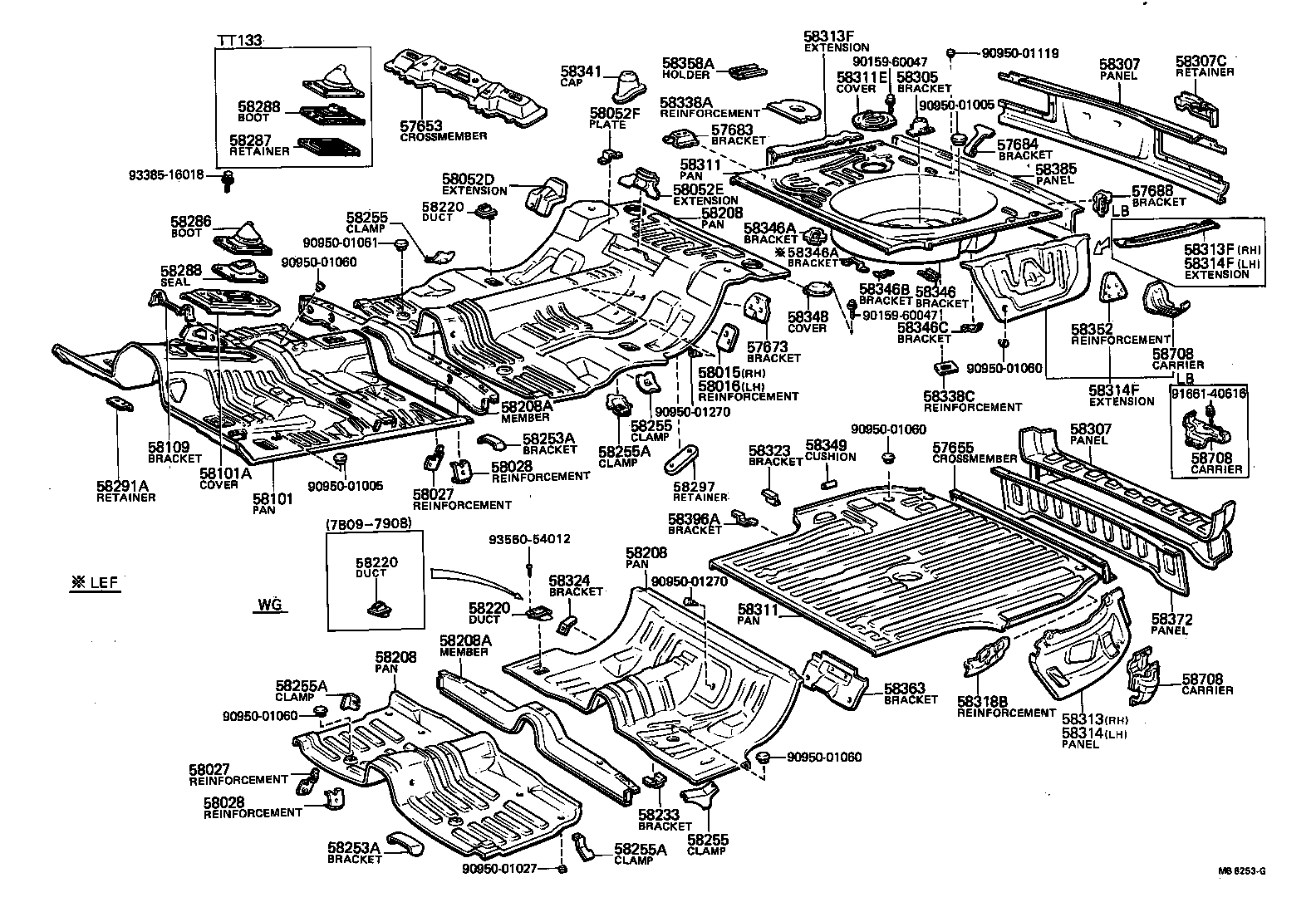 58346-20070 BRACKET, REAR FLOOR HEAT INSULATOR, NO.2 product image