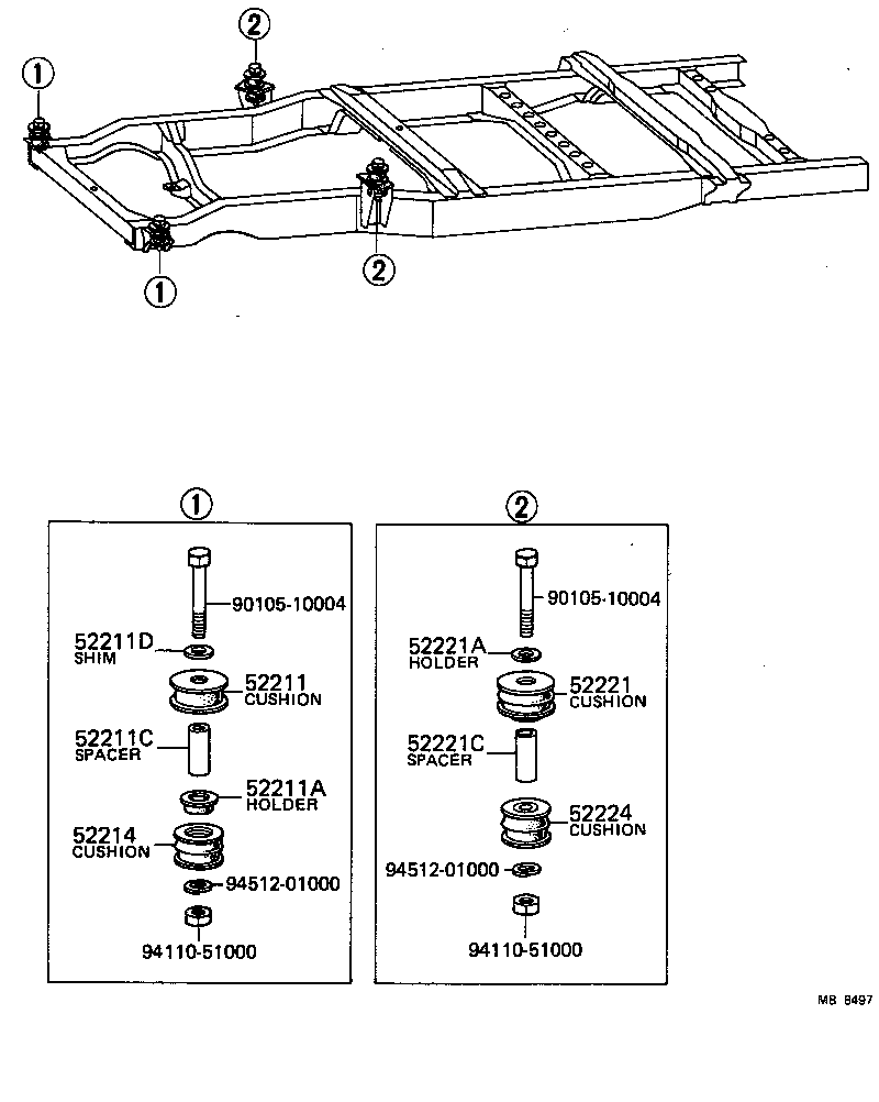 52204-25010 CUSHION, BODY MOUNT, NO.2 LOWER product image