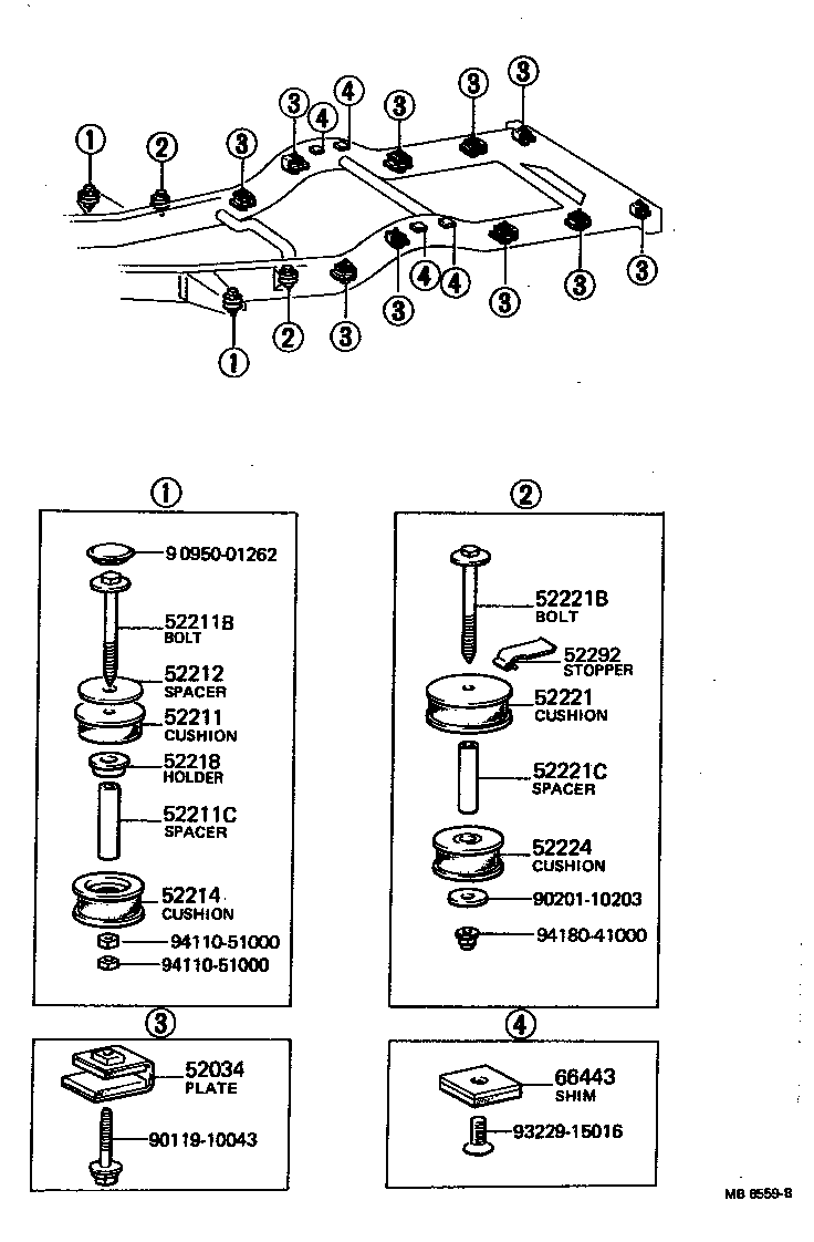 90105-10053 BOLT(FOR BODY MOUNTING NO.1 CUSHION) product image